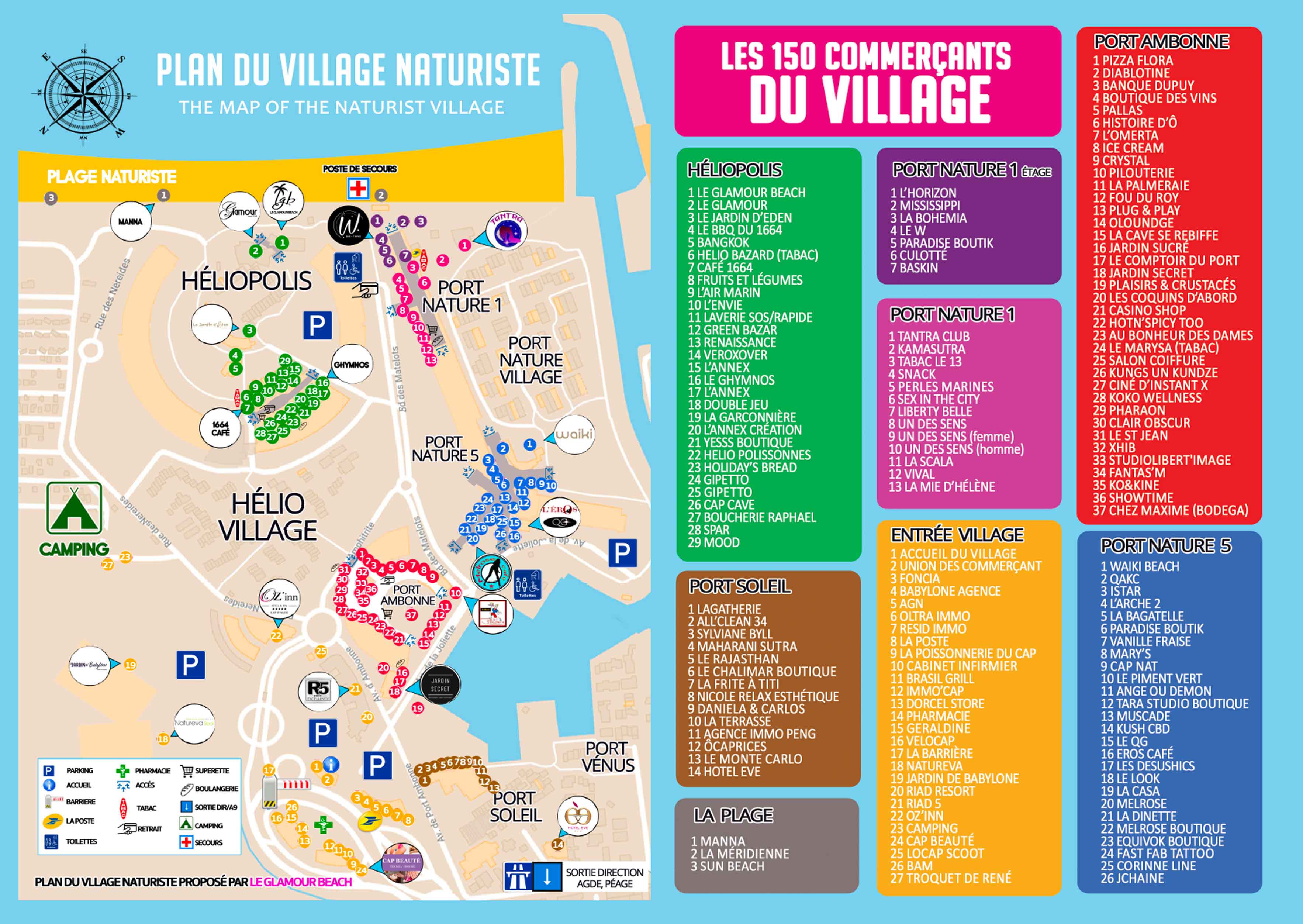Plan du Village Naturiste cap d'Agde